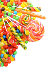 Different colorful fruit candy close-up