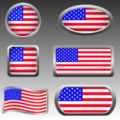 USA icons on the white background. Vector.