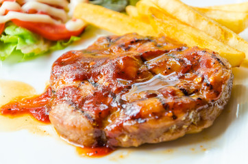 Barbecue grilled pork steak