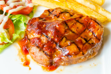 Barbecue grilled pork steak