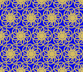 Gold flower on blue pattern