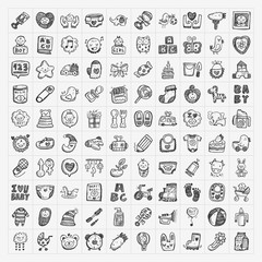 doodle baby icon sets - 62665706