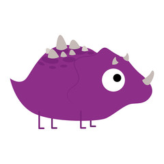 A Vector Cute Cartoon Purple Dinosaur Isolated