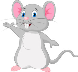 Cute mouse cartoon waving © tigatelu