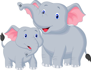 Obraz premium Mother and baby elephant