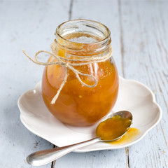 Jar of apricot jam
