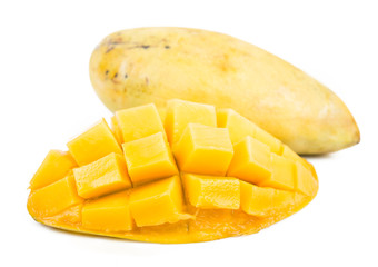 ripe mango on white background
