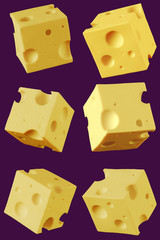 Cheese cubes isolated