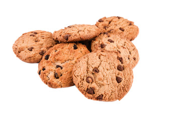 chocolate chip cookies on white