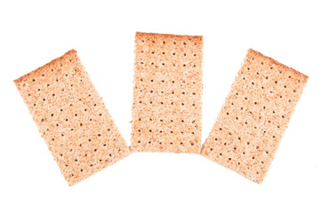 salt diet crackers on white background