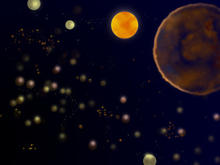 Obraz na płótnie Canvas Planety ponad mgławic w przestrzeni