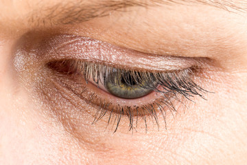 middle age woman eye macro