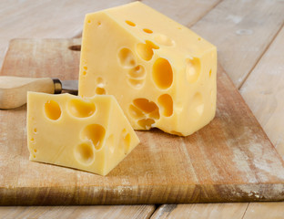 Cheese on wooden table