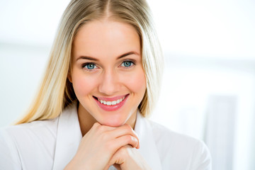 Young business woman smiling