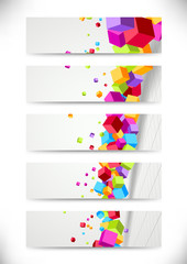 Colorful bright cubes fly - cards collection