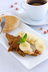 Peanut butter sandwiches with banana