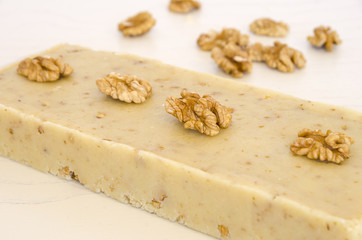 Nougat of nuts, typical Christmas sweet of Spain