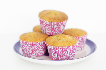 Muffins on white background