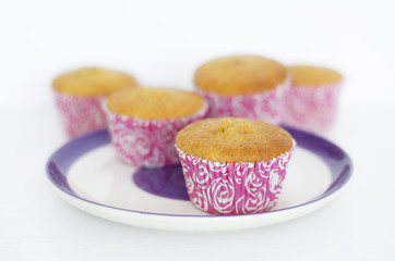 Muffins on white background