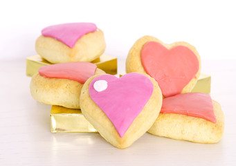 Valentines day cookies decorated with fondant
