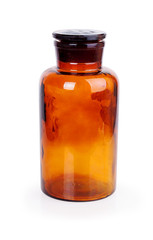 closed medical bottle of brown color glass
