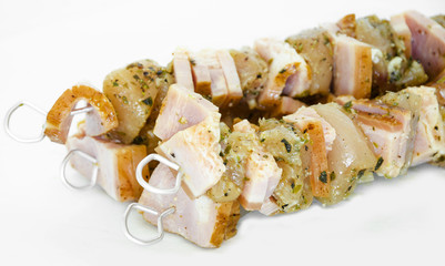 Grilled pork and chicken fillet, pork barbecue