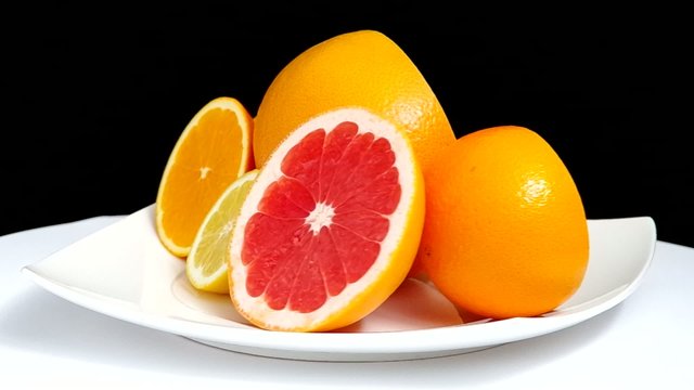 Sliced ​​grapefruit, orange and lemon
