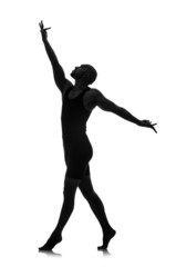 Fototapeta na wymiar silhouette of male dancer isolated on white