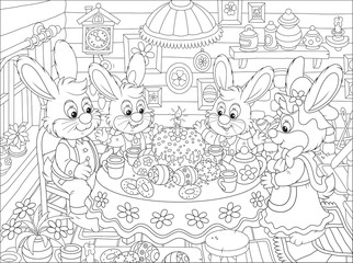 Easter bunnies at the festive table