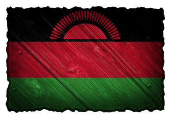 Malawi flag painted on wooden tag