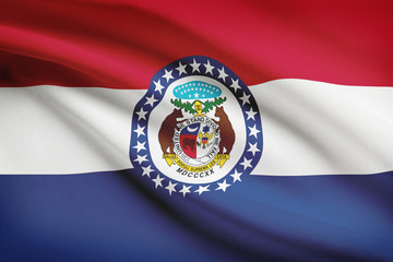 Series of ruffled flags. State of Missouri.