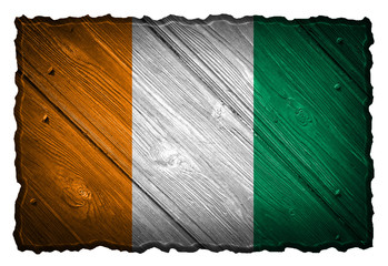 Ivory Coast flag painted on wooden tag