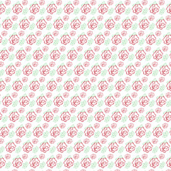 Seamless pattern of stylized flowers and leaves roses