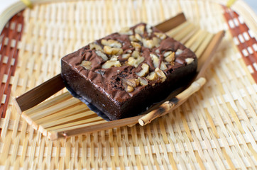 Fototapeta na wymiar Almond chocolate brownie