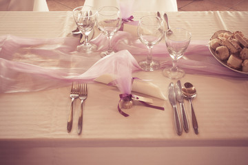 table set for wedding or another catered event dinner