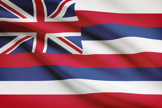 Series of ruffled flags of US states. State of Hawaii.