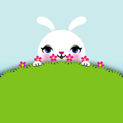 Easter Bunny Sitting in Grass