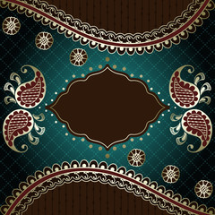 Elegant green & gold banner inspired by Indian mehndi designs