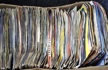 old vinyl records at a local flea market