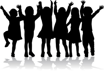 Fototapeta premium group of children's silhouettes