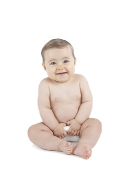 Baby in diaper isolated on white