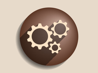 Flat long shadow icon of gears