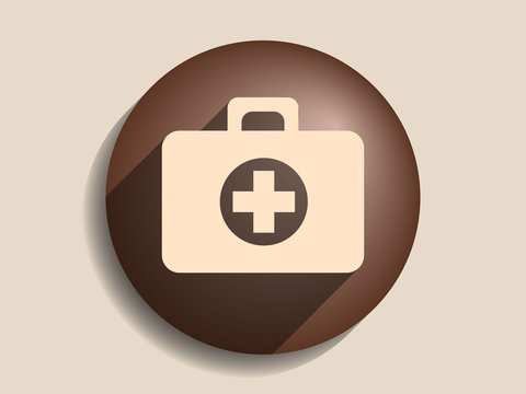 Flat long shadow icon of ambulanse