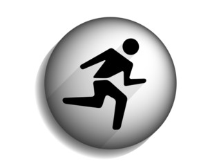 Flat long shadow icon of running man