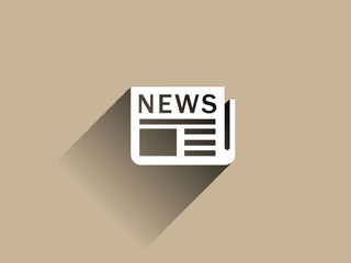 Flat long shadow icon of news