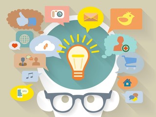 Vector Flat Design style illustration of social media concept