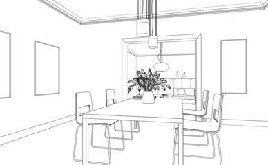 Zeichnung moderne Wohnung