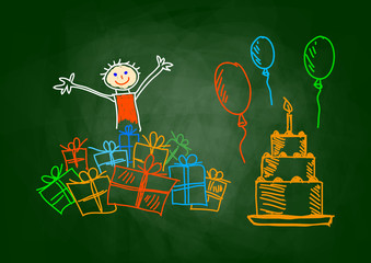 Birthday drawing on blackboard