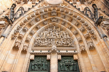 Detailed view of portal of Cathedral of st. Vitus