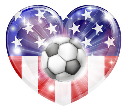 USA soccer heart flag
